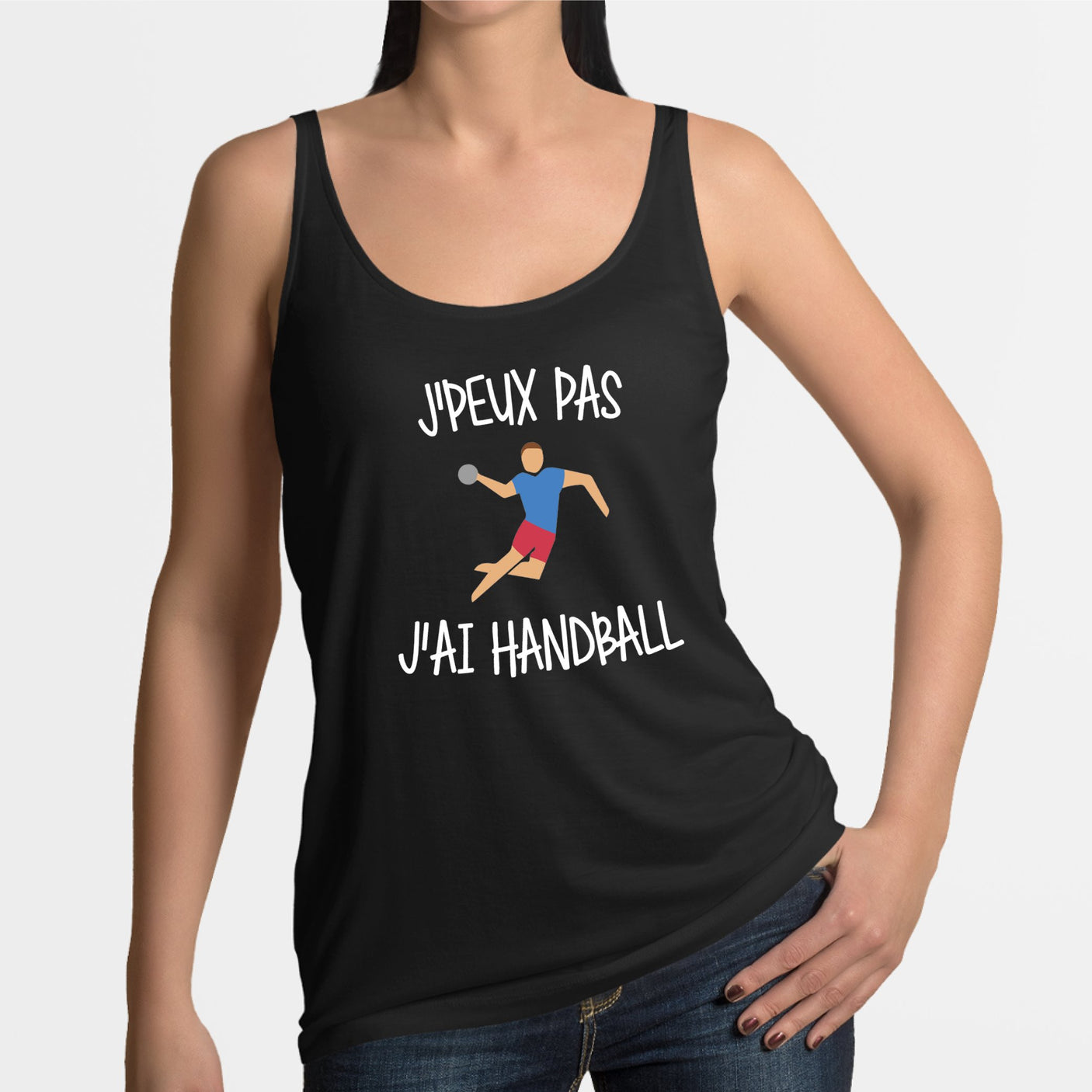 Débardeur Femme J'peux pas j'ai handball Noir