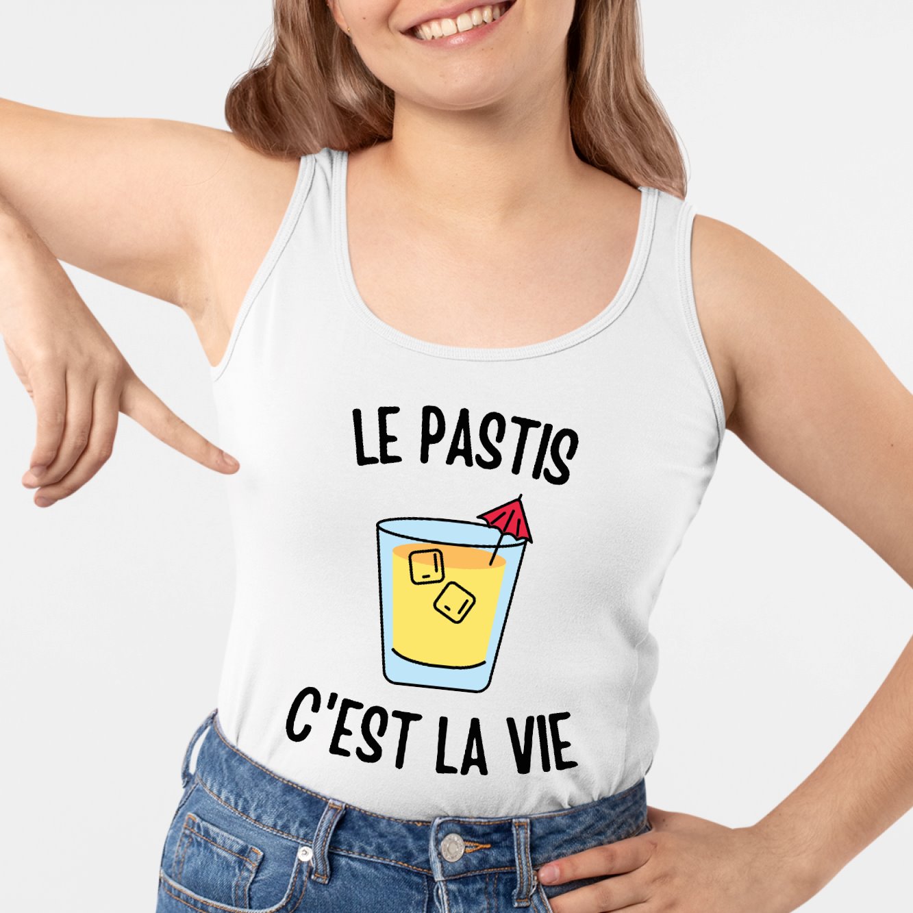 Débardeur Femme Le pastis c'est la vie Blanc