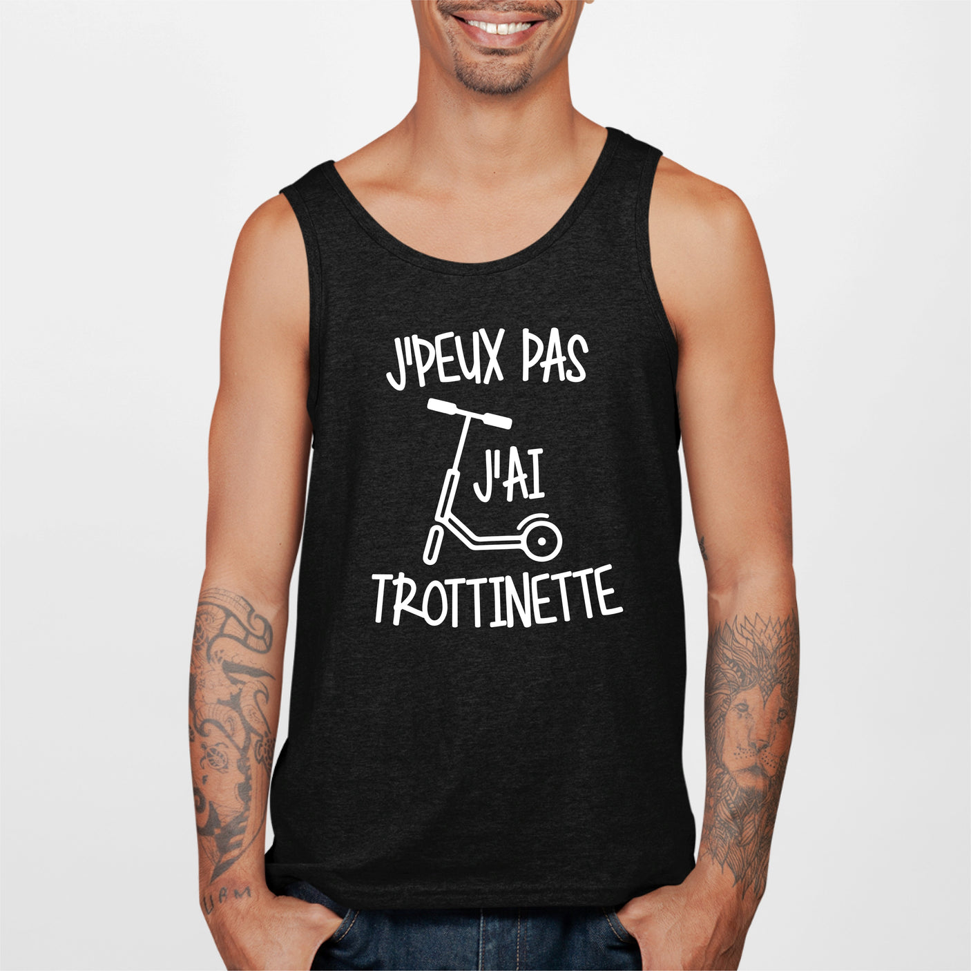 Débardeur Homme J'peux pas j'ai trottinette Noir