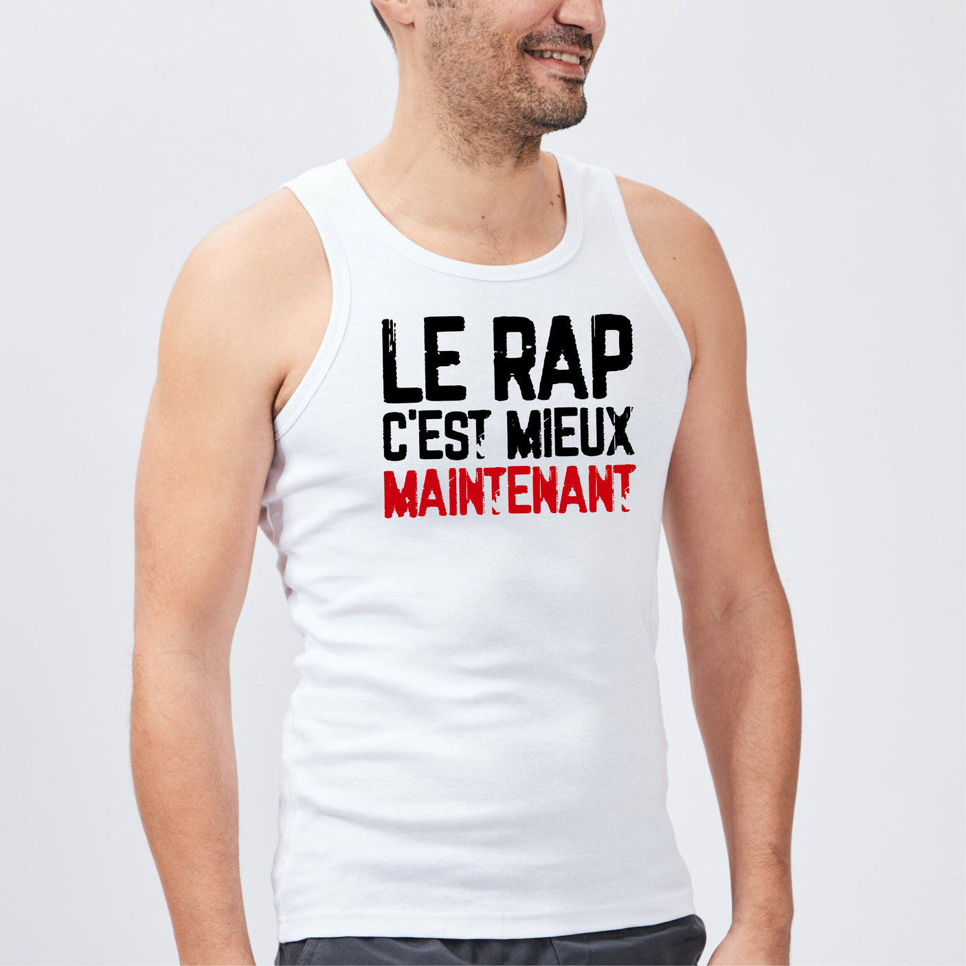 Débardeur Homme Le rap c'est mieux maintenant Blanc