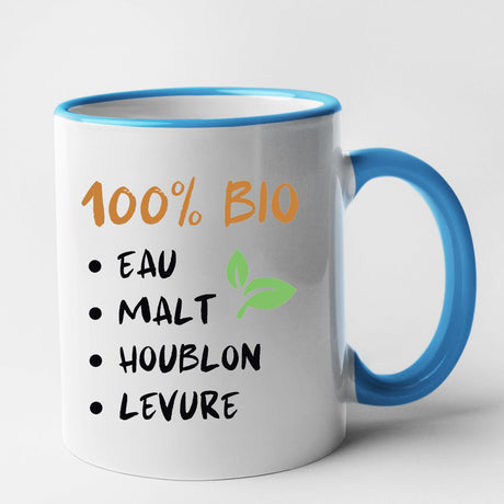 Mug 100% bio eau malt houblon levure Bleu