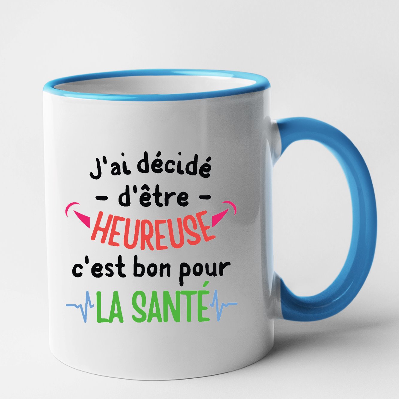 Mug J'ai décidé d'être heureuse Bleu