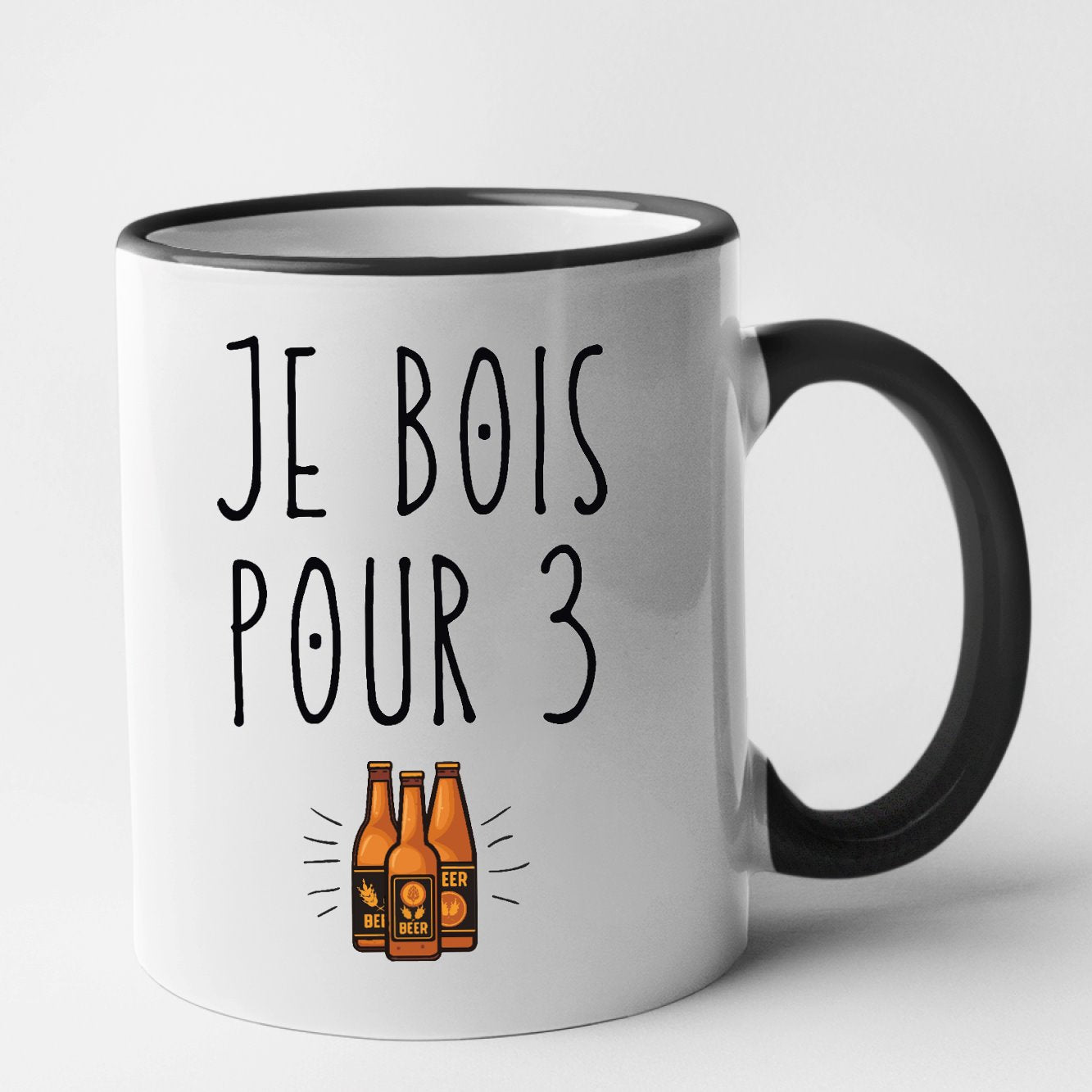 Mug Je bois pour 3 Noir