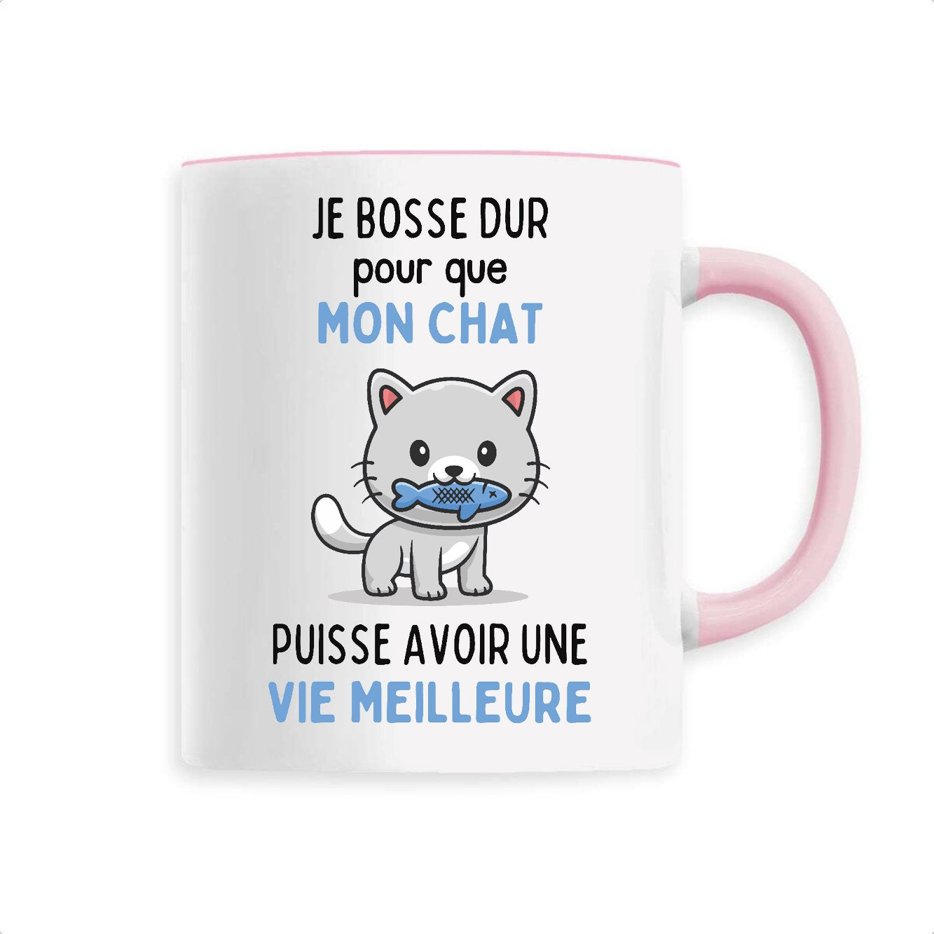 Mug Je bosse dur pour mon chat 