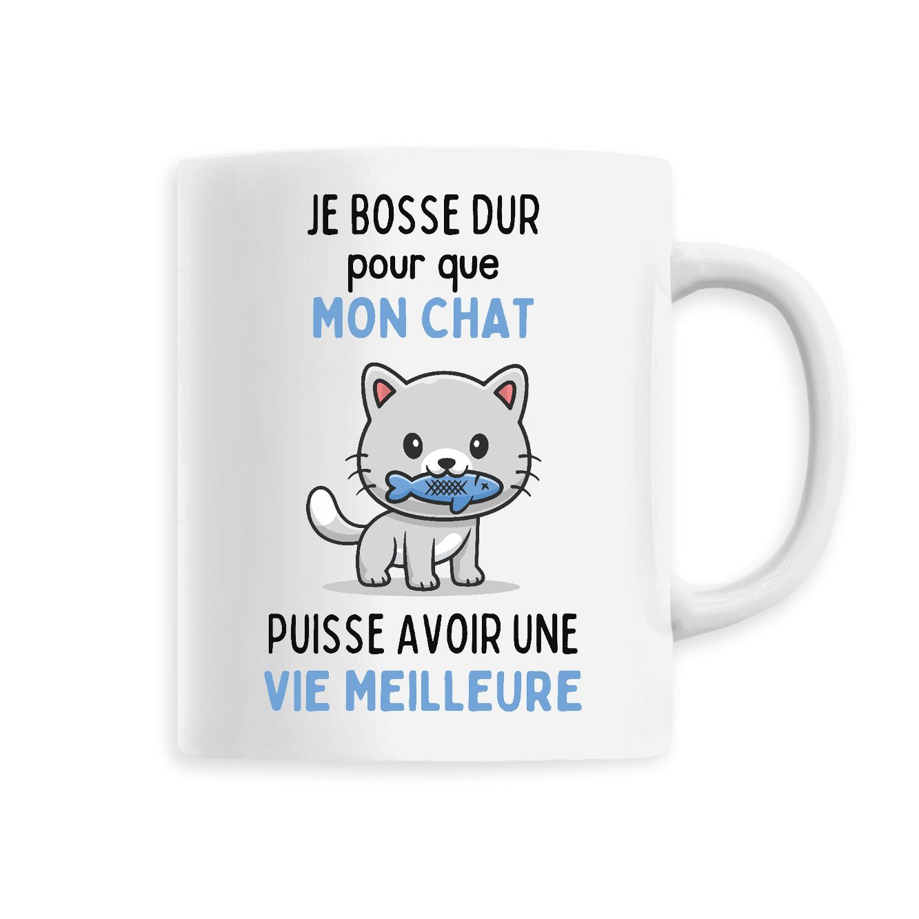 Mug Je bosse dur pour mon chat 