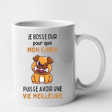 Mug Je bosse dur pour mon chien Blanc