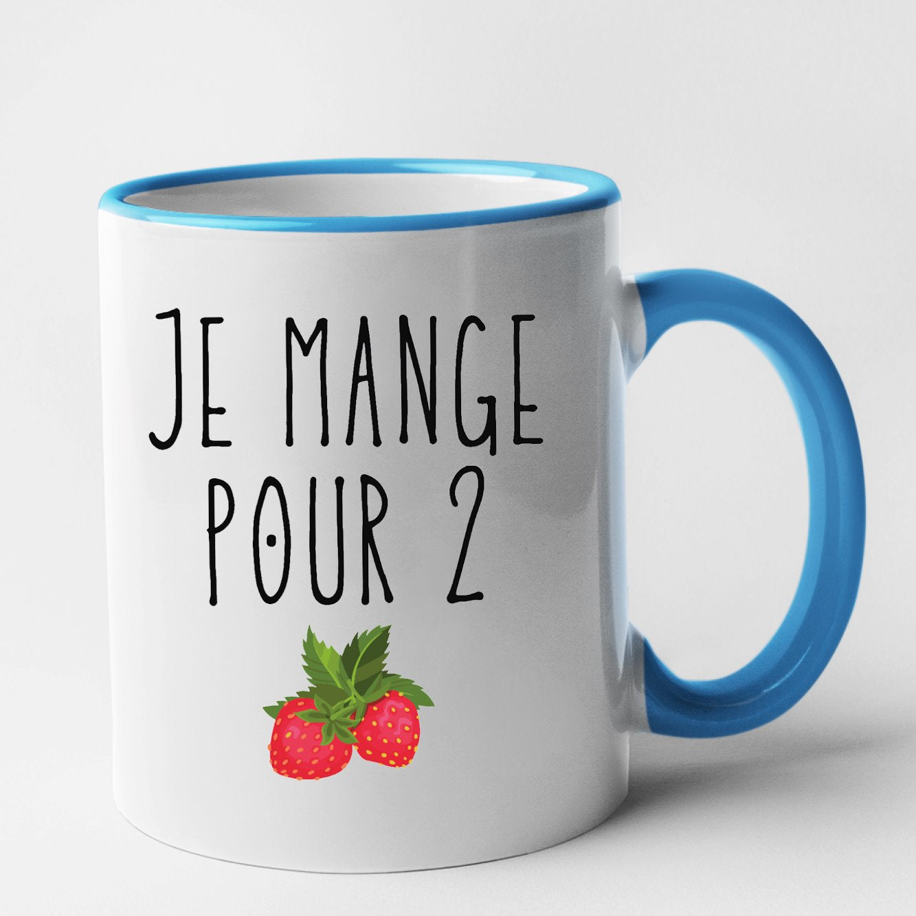 Mug Je mange pour 2 Bleu