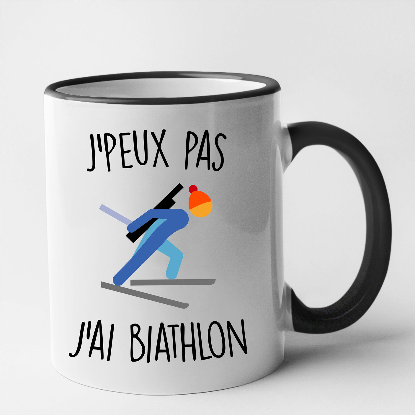 Mug J'peux pas j'ai biathlon Noir