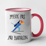 Mug J'peux pas j'ai biathlon Rouge