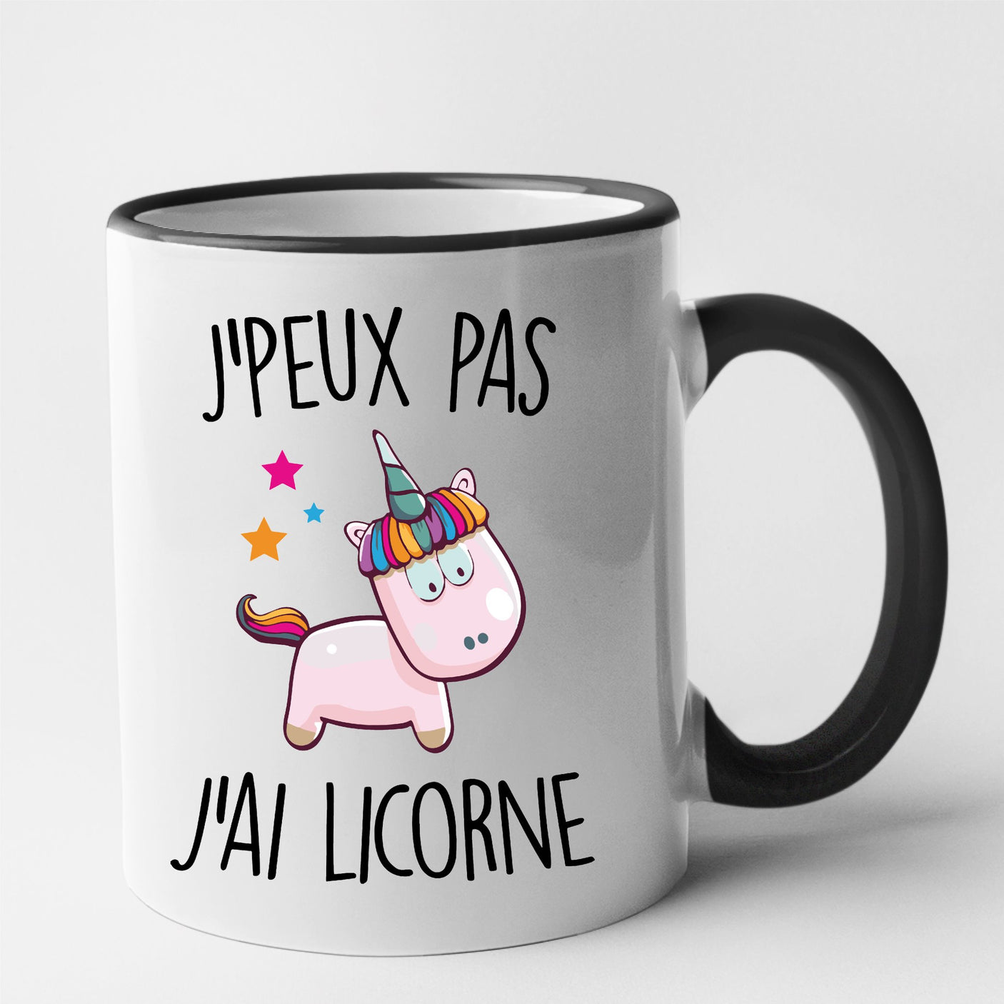 Mug J'peux pas j'ai licorne Noir