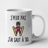 Mug J'peux pas j'ai saut à ski Blanc