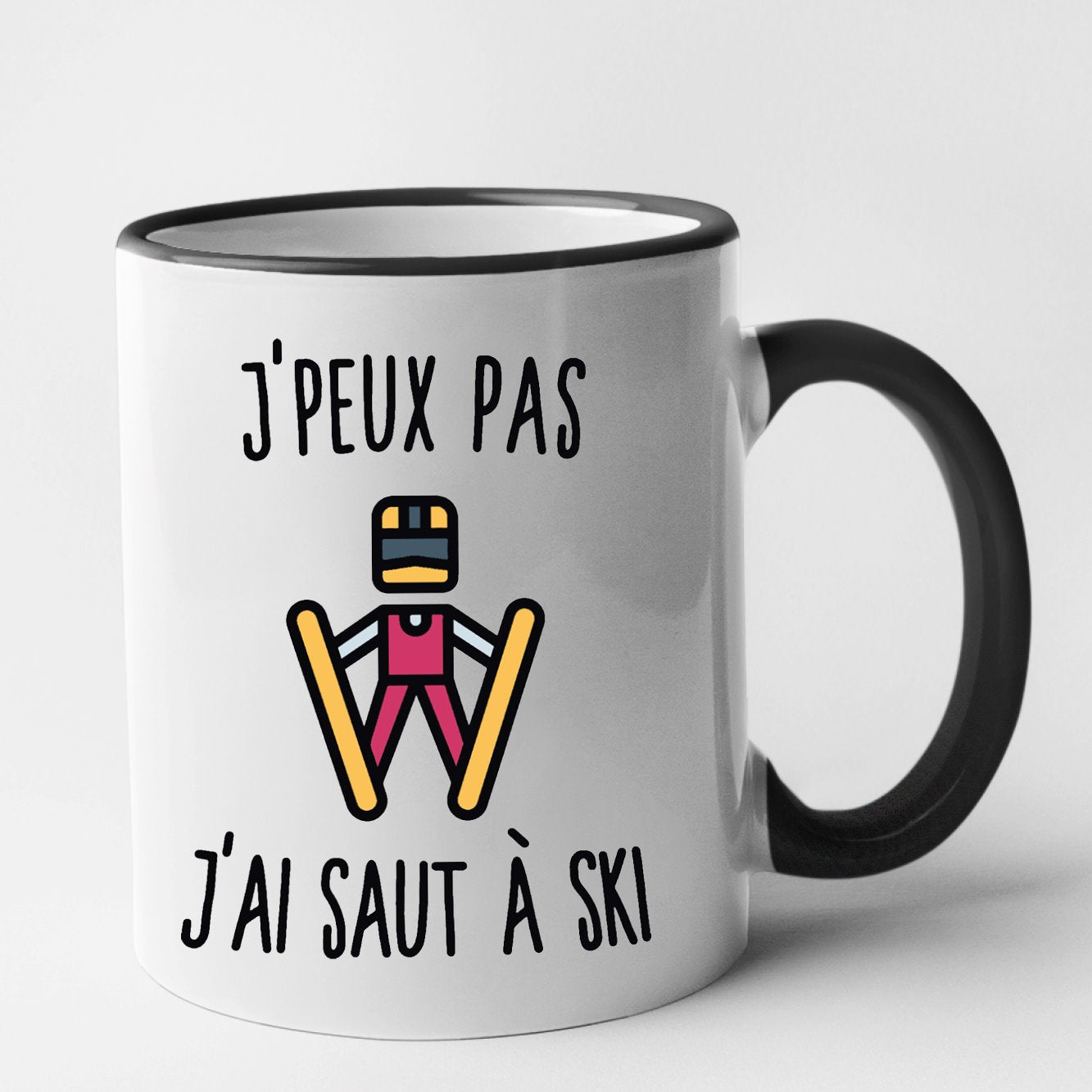 Mug J'peux pas j'ai saut à ski Noir