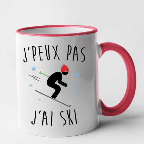 Mug J'peux pas j'ai ski Rouge