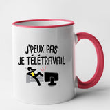 Mug J'peux pas je télétravail Rouge