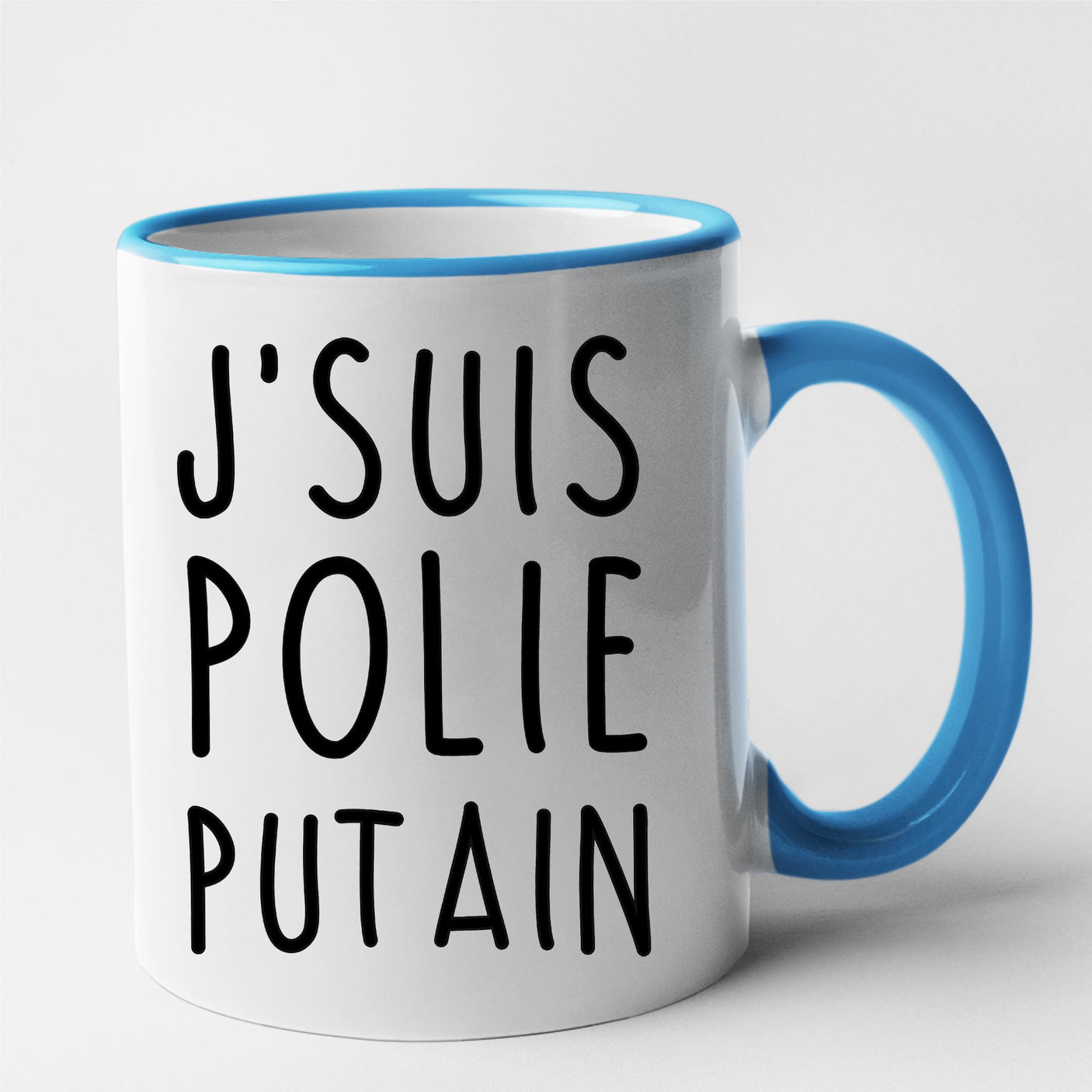 Mug J'suis polie putain Bleu