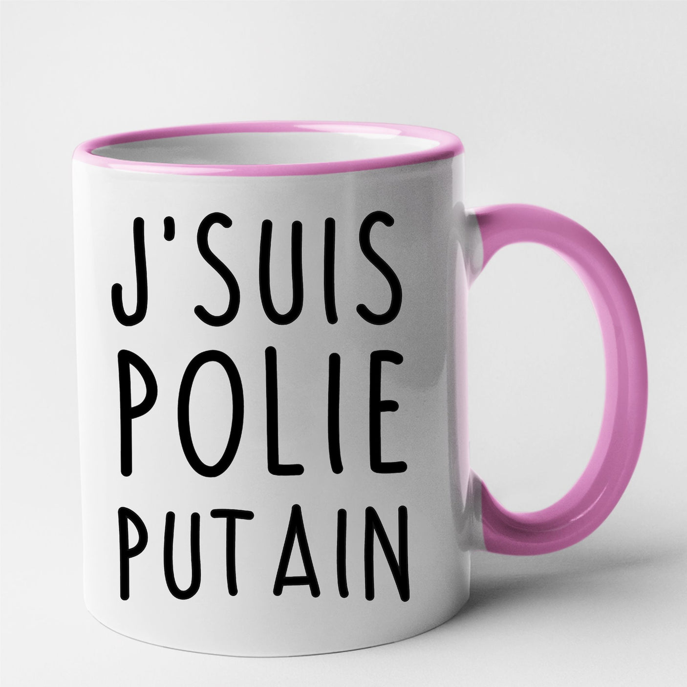 Mug J'suis polie putain Rose