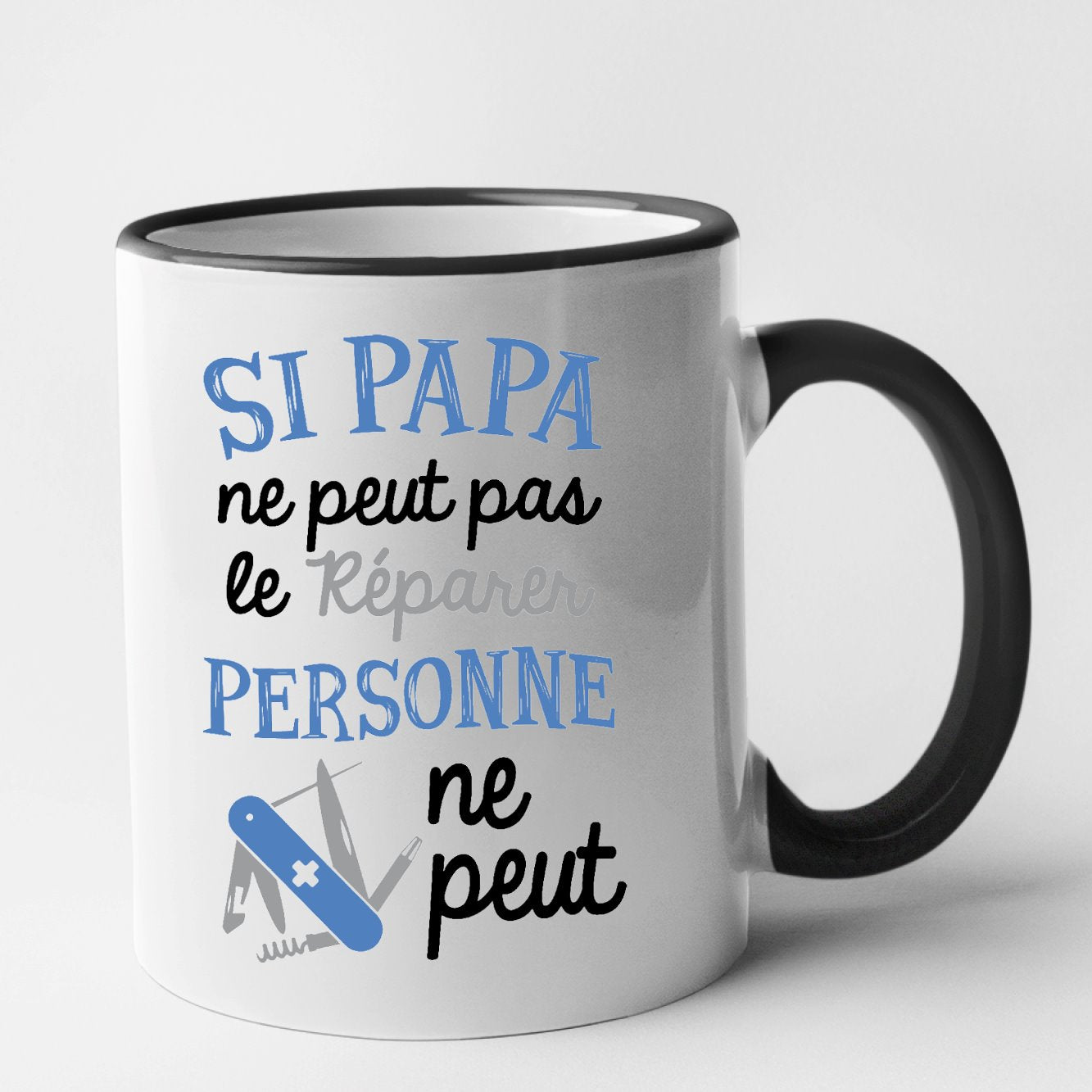 Mug Si papa ne peut pas pas le réparer Noir