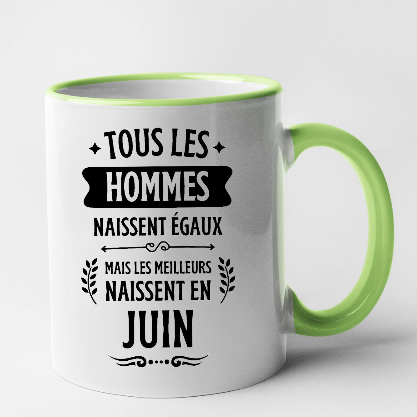 Mug Tous les hommes naissent égaux les meilleurs en juin Vert