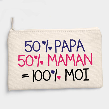 Pochette 50% maman 50% papa Beige
