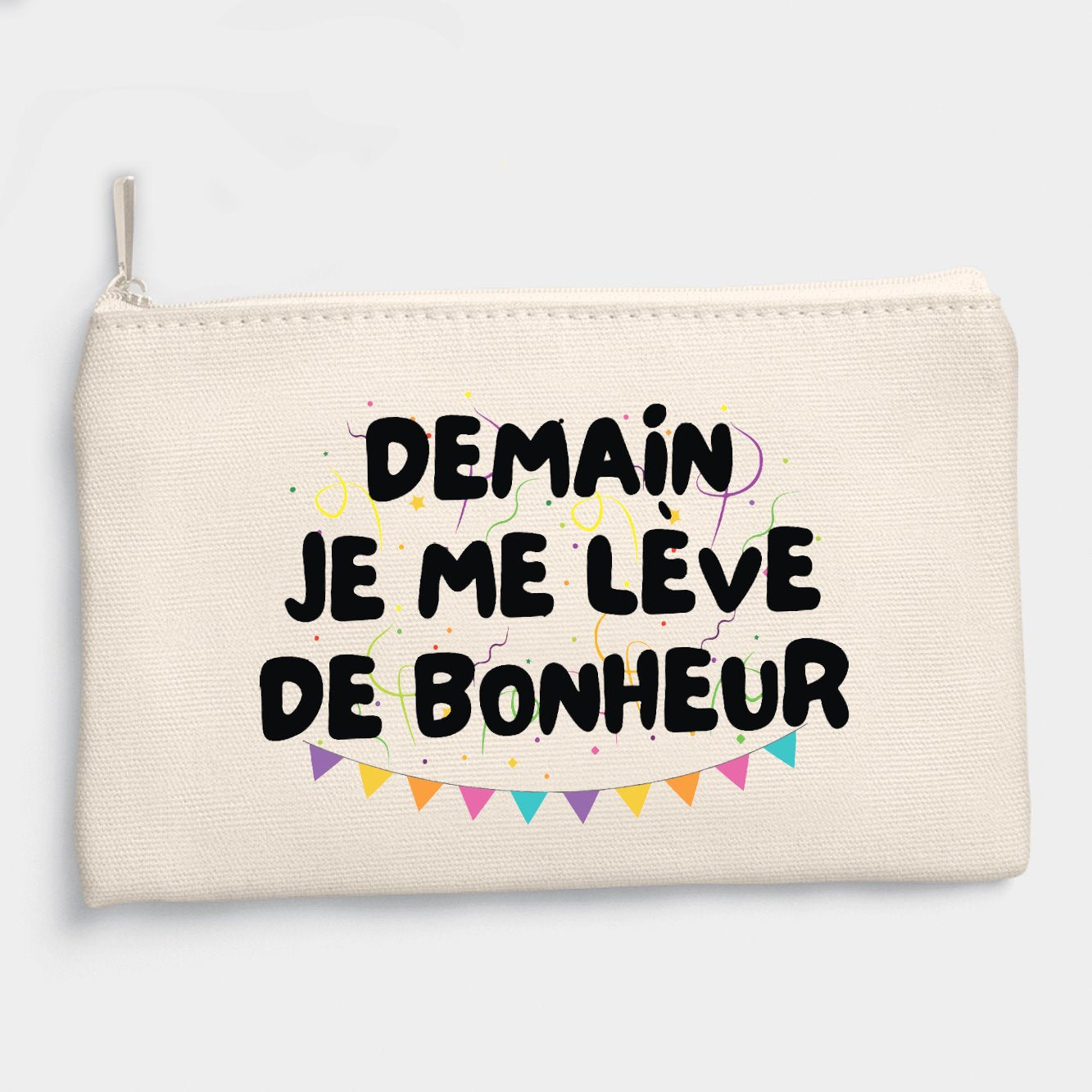 Pochette Demain je me lève de bonheur Beige