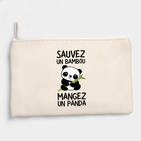 Pochette Sauvez un bambou, mangez un panda Beige