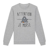 Sweat Adulte Attention je mords 