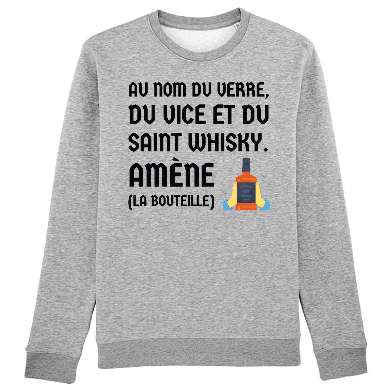 Sweat Adulte Au nom du verre du vice et du saint whisky 