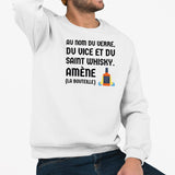 Sweat Adulte Au nom du verre du vice et du saint whisky Blanc