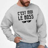 Sweat Adulte C'est moi le boss Gris