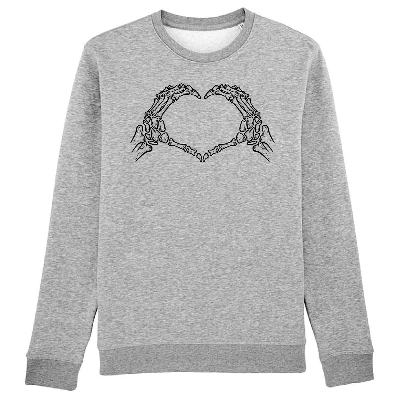 Sweat Adulte Coeur mains squelette 