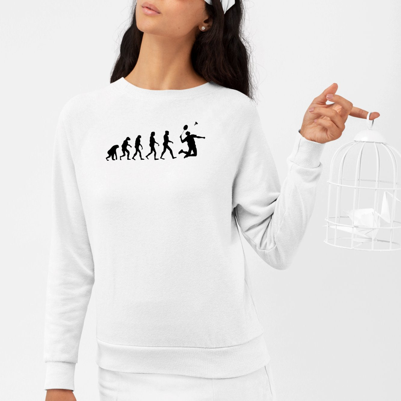 Sweat Adulte Évolution badminton Blanc