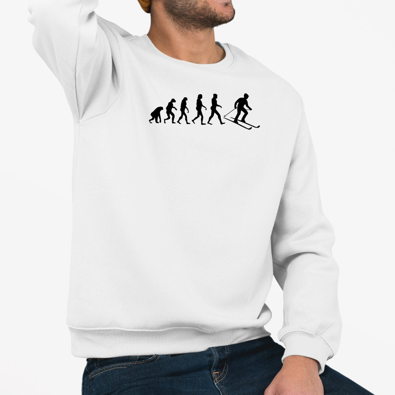 Sweat Adulte Évolution ski Blanc