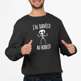 Sweat Adulte J'ai survécu au boulot Noir