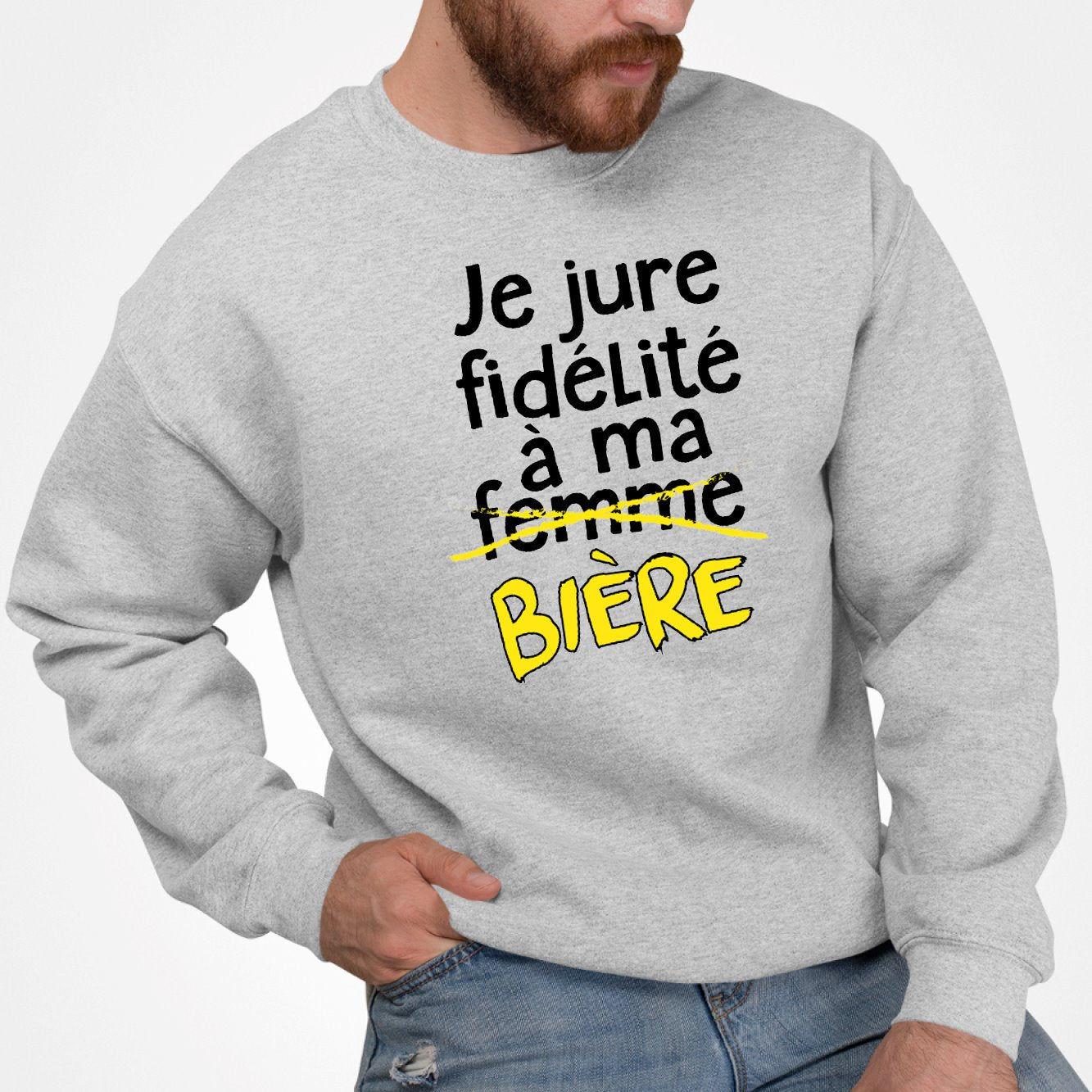 Sweat Adulte Je jure fidélité à ma bière Gris