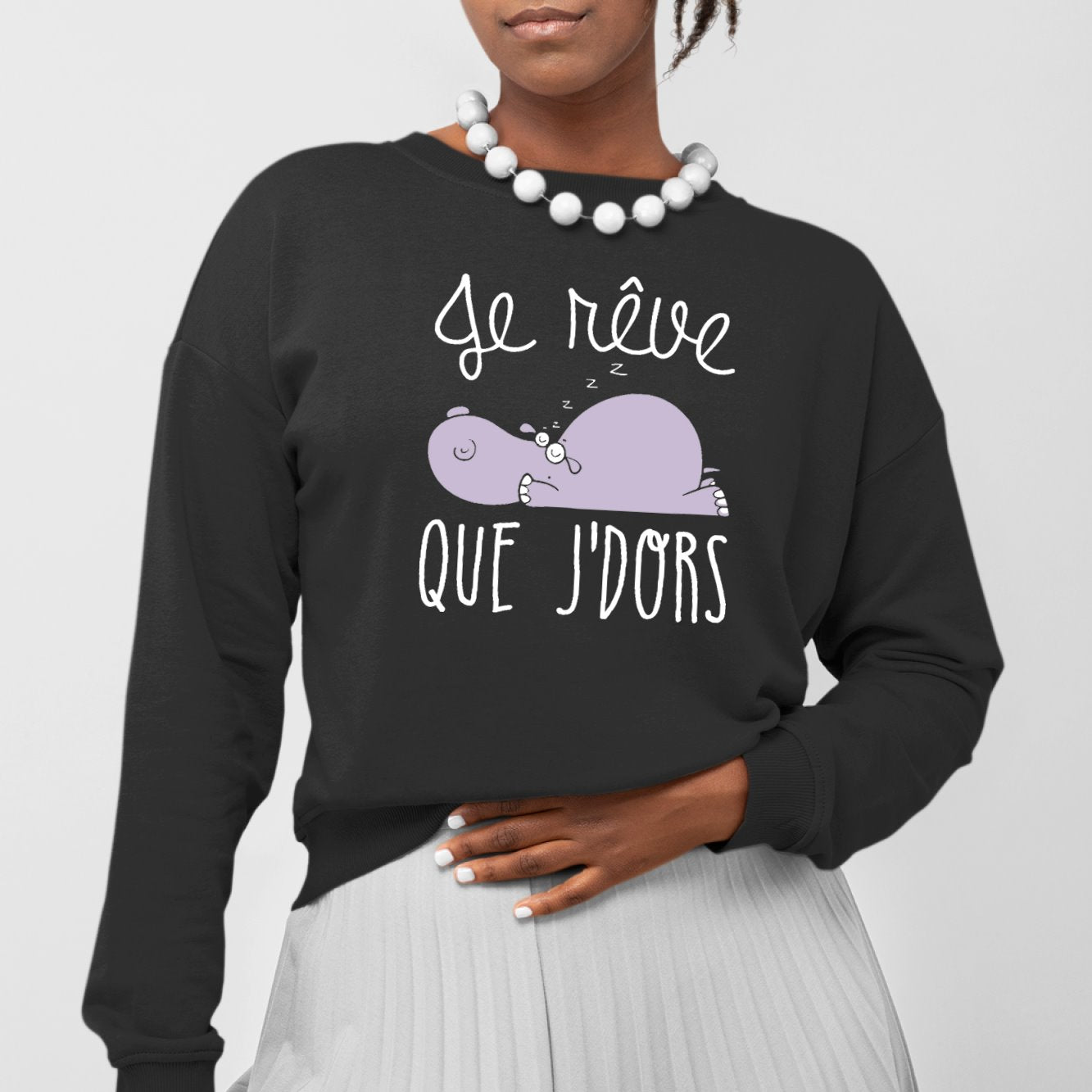 Sweat Adulte Je rêve que je dors Noir