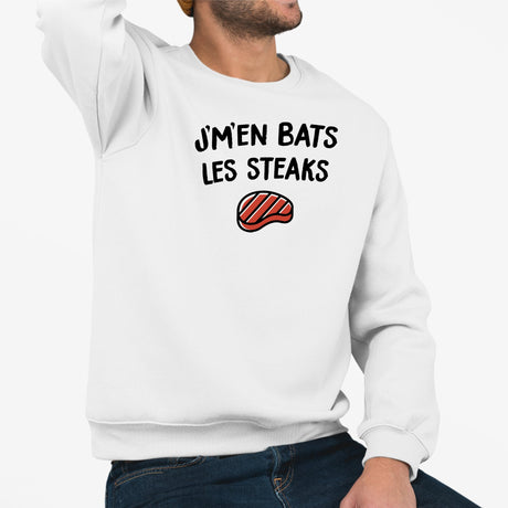 Sweat Adulte J'm'en bats les steaks Blanc