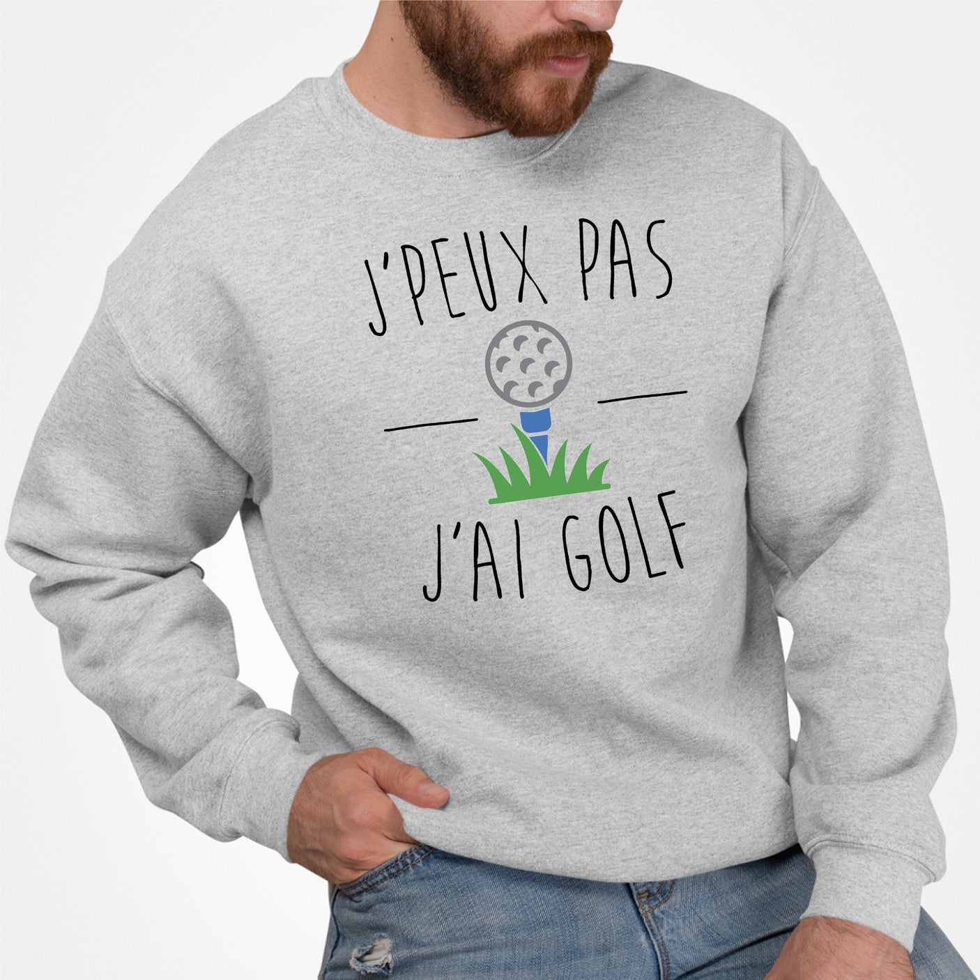 Sweat Adulte J'peux pas j'ai golf Gris