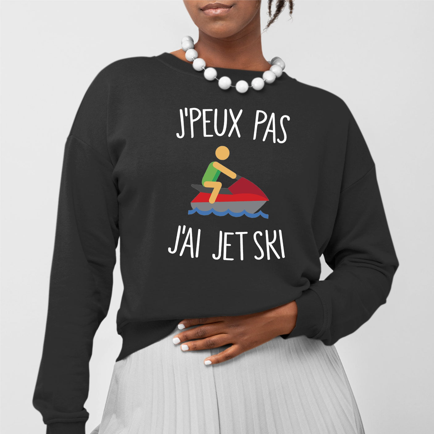 Sweat Adulte J'peux pas j'ai jet ski Noir