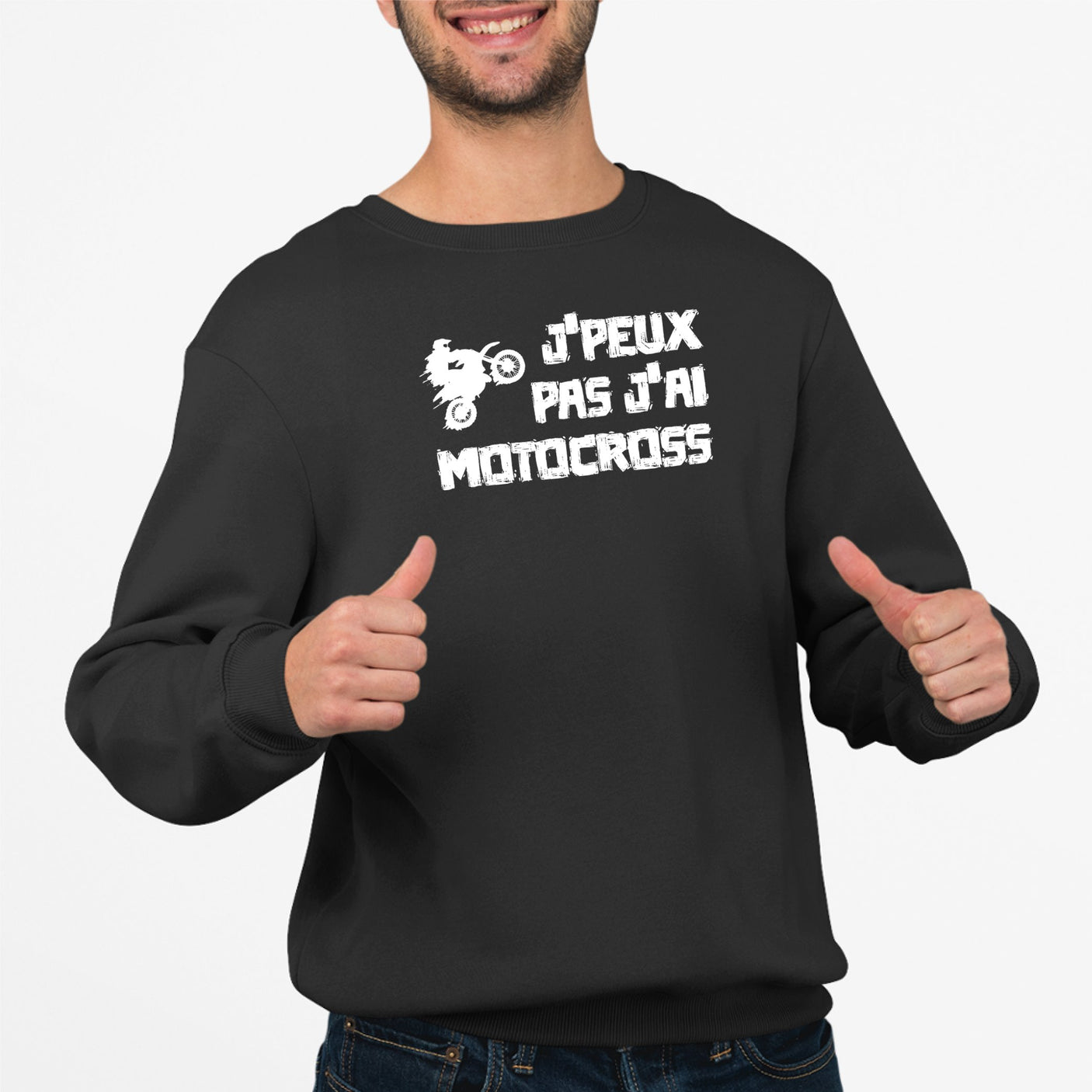 Sweat Adulte J'peux pas j'ai motocross Noir