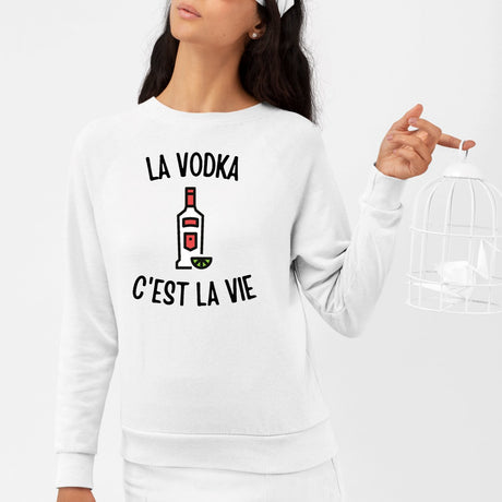 Sweat Adulte La vodka c'est la vie Blanc