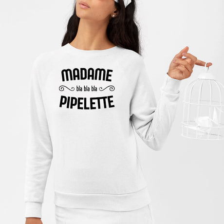 Sweat Adulte Madame pipelette Blanc
