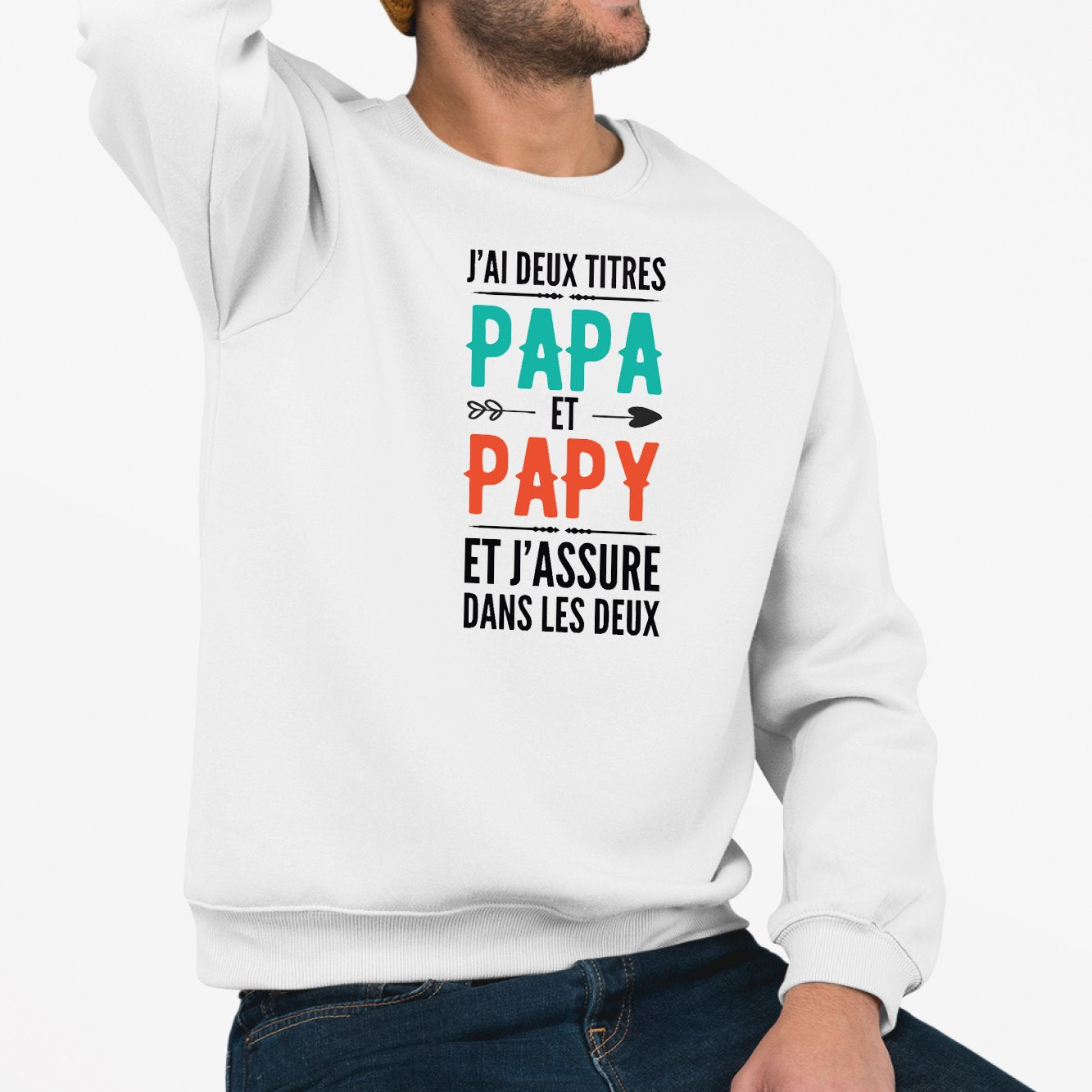 Sweat Adulte Papa et papy Blanc