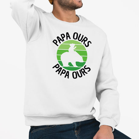 Sweat Adulte Papa ours Blanc