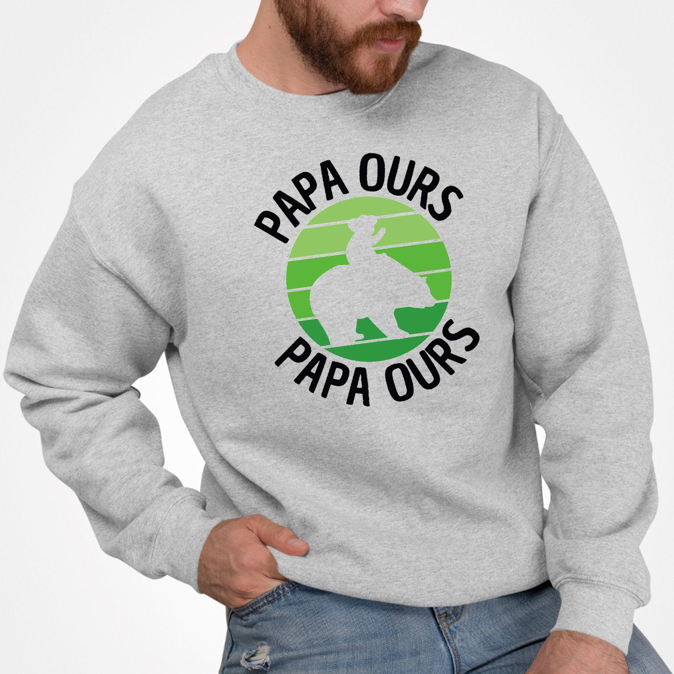 Sweat Adulte Papa ours Gris