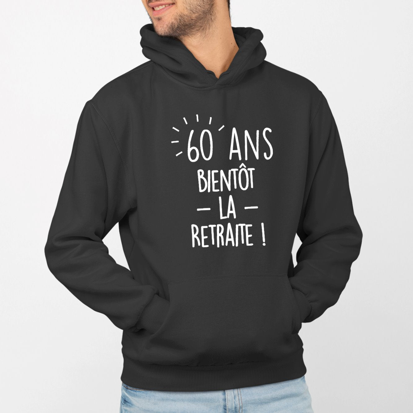 Sweat Capuche Adulte Anniversaire 60 ans Noir