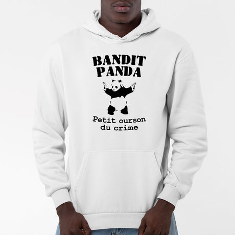 Sweat Capuche Adulte Bandit panda Blanc