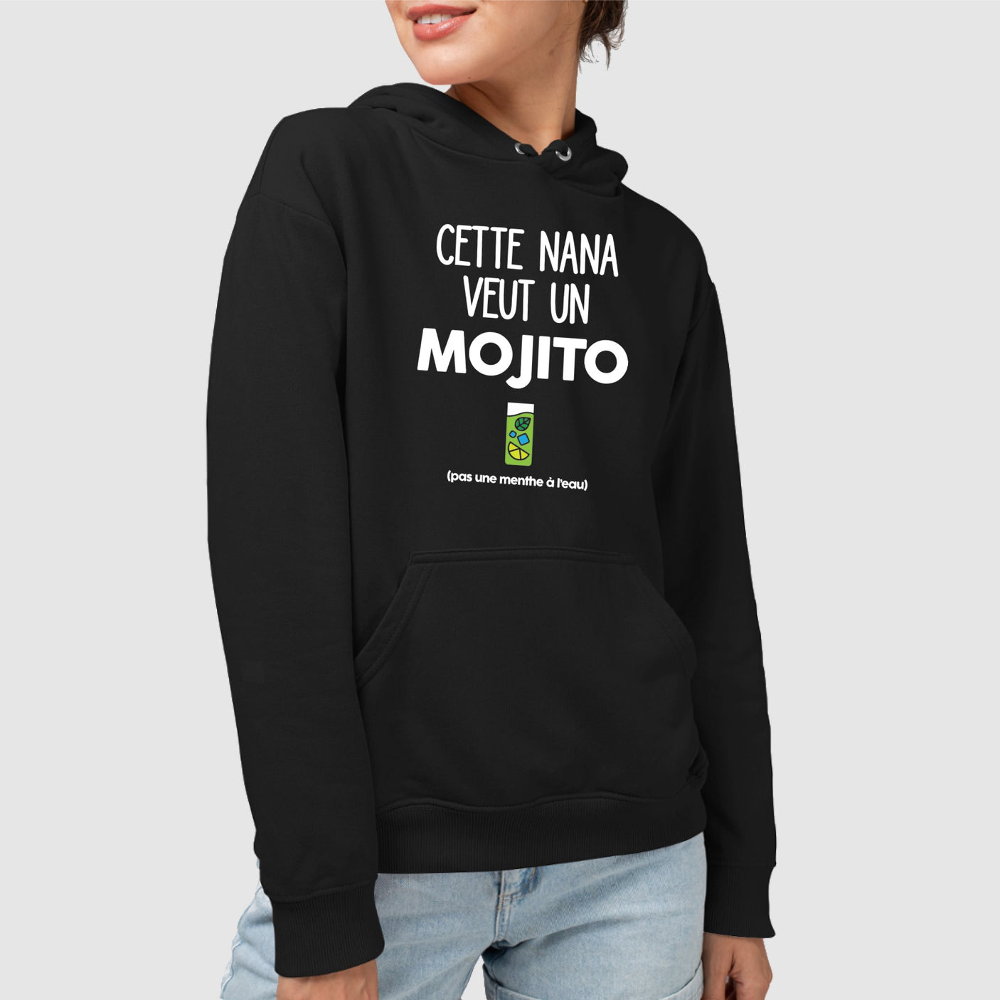 Sweat Capuche Adulte Cette nana veut un mojito Noir