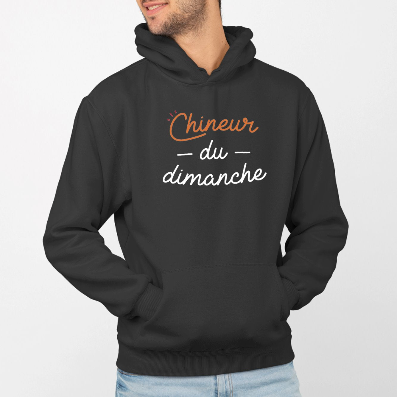 Sweat Capuche Adulte Chineur du dimanche Noir