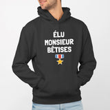 Sweat Capuche Adulte Élu monsieur bêtises Noir