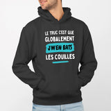 Sweat Capuche Adulte Globalement j'm'en bats les couilles Noir